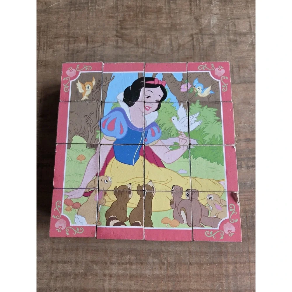 Melissa & Doug Disney Princess Wooden Cube Puzzle NO Storage Tray 16 Pieces